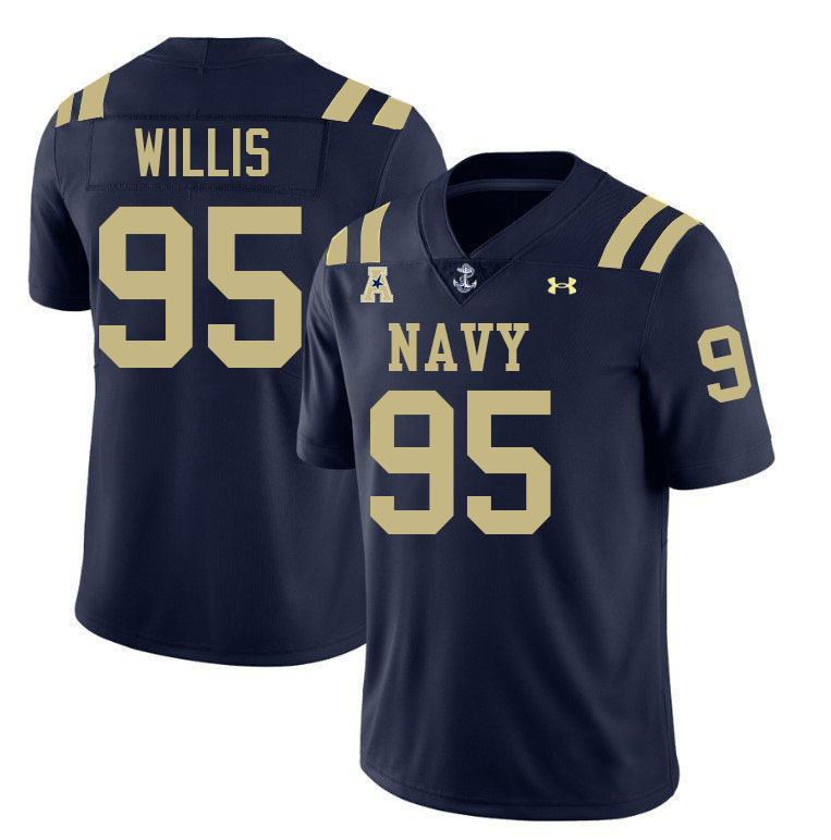 Navy Midshipmen #95 Griffen Willis College Football Jerseys,Apparels Stitched-Navy